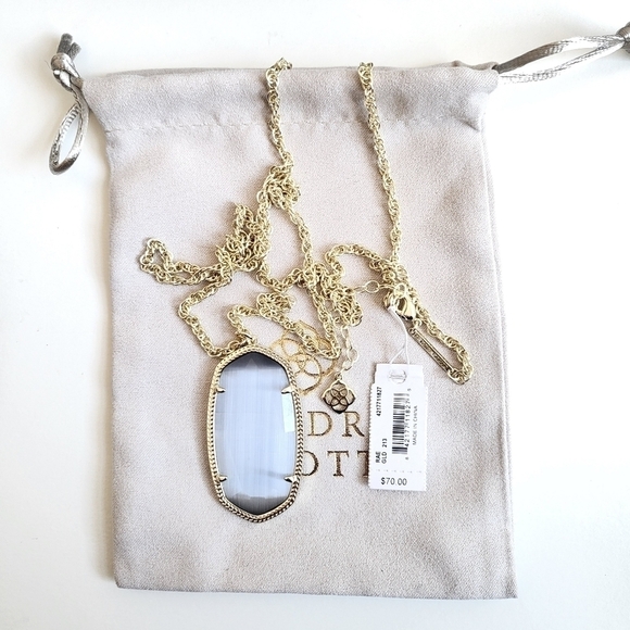 New Kendra Scott Gold Tone Rae Necklace in Slate Cats Eye NWT - Picture 4 of 6